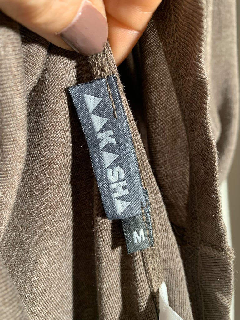 Aakasha Brown Turtleneck Top Asymmetric Tulip Hem Raw Edge Dystopian Nwot M — image 8 of 8